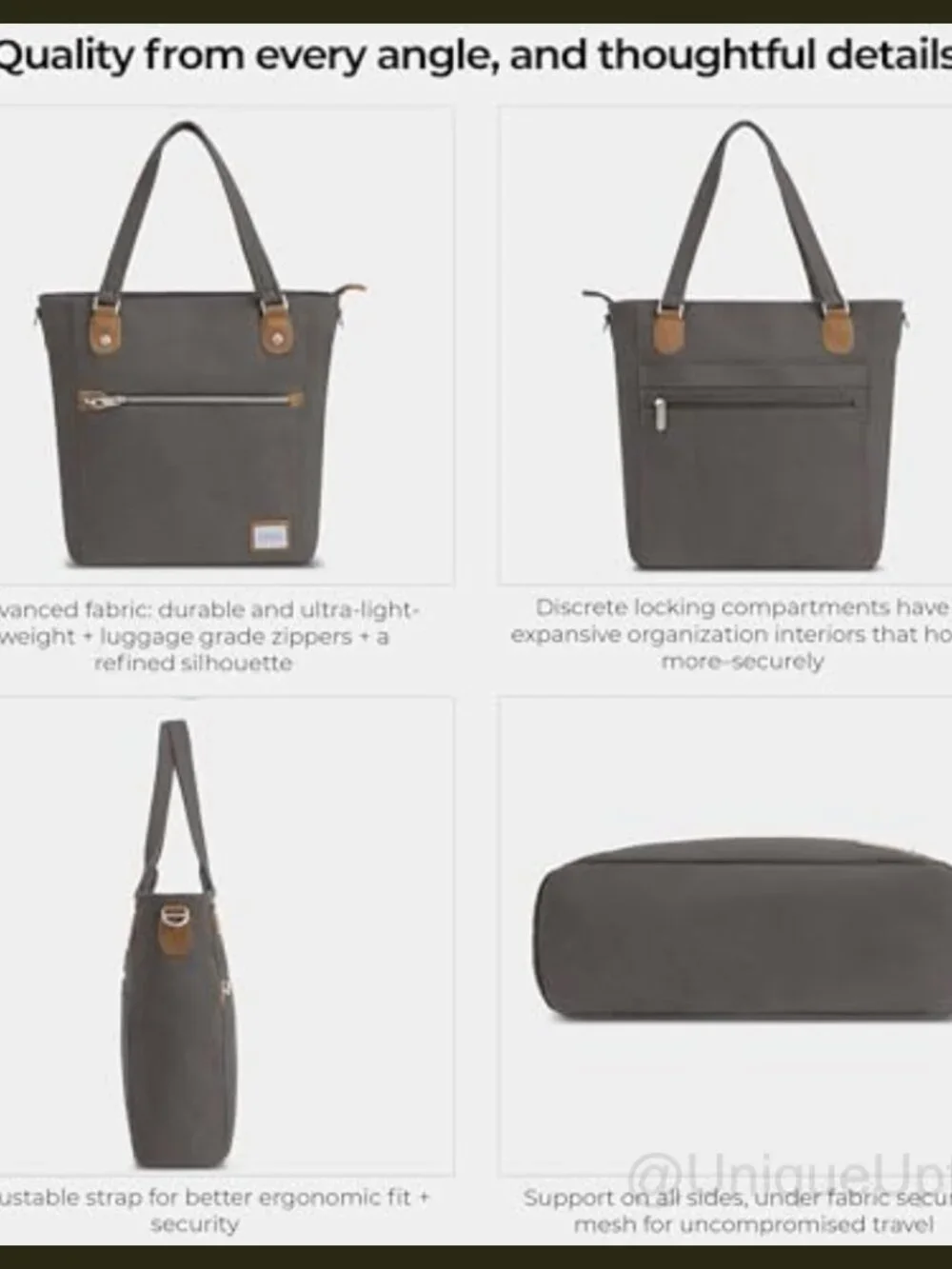 Anti-Theft Heritage Tote Bag Cotton Poly Canvas Suede Travel Crossbody